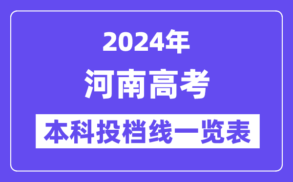 河南2024年高考本科一批投檔線(xiàn)一覽表（2025年參考）